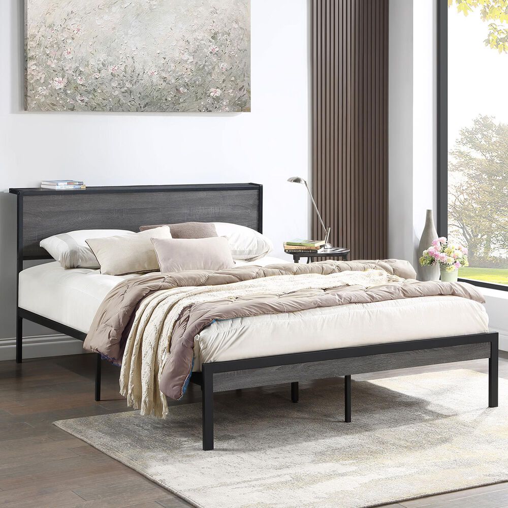 Pacific Landing Ricky Full Platform Bed in Grey, , large