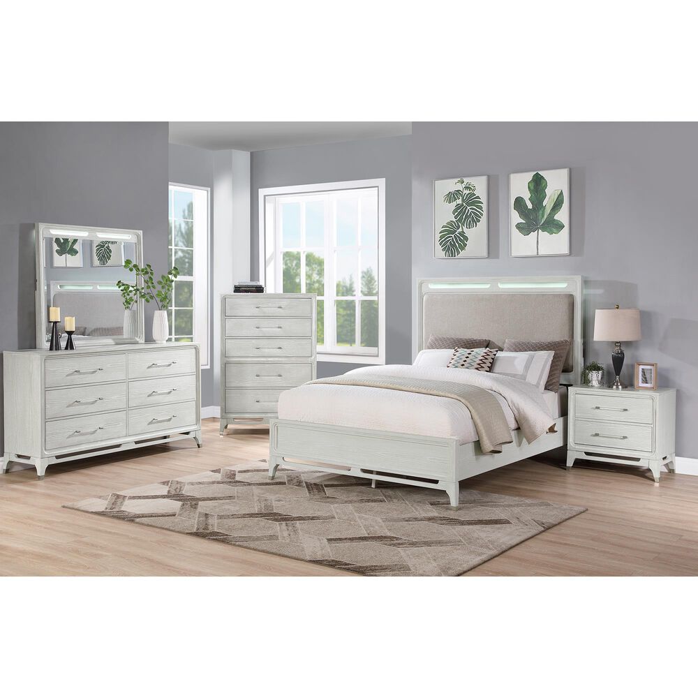 Davis International Solitude Queen Panel Bed in White Rub Through Finish, , large