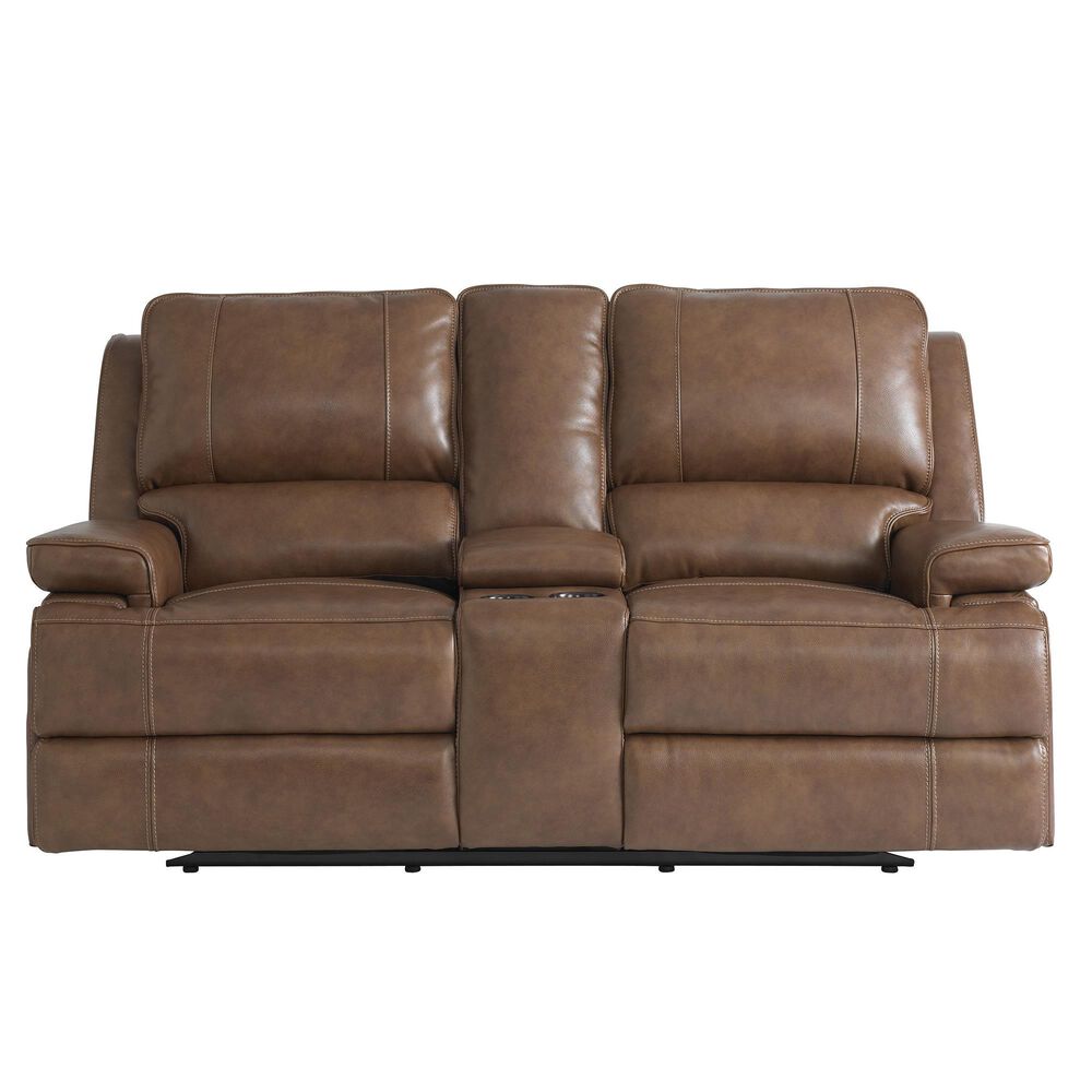 Bassett Parker Power Console Loveseat with Headrest and Lumbar in Umber, , large