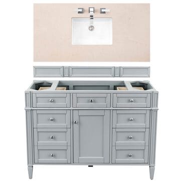 James Martin Brittany 48" Single Bathroom Vanity in Urban Gray with 3 cm Eternal Marfil Quartz Top and Rectangle Sink, , large