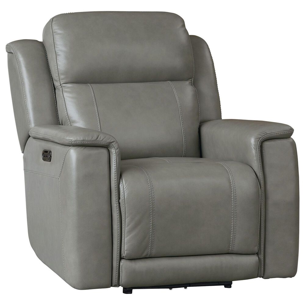 Bassett Conover Power Recliner with Headrest and Lumbar in Light Gray, , large