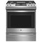 GE 2-Piece Kitchen Package with 30" Smart Slide-In Front-Control Gas Range and 1.9 Cu. Ft. Microwave Oven in Stainless Steel, , large