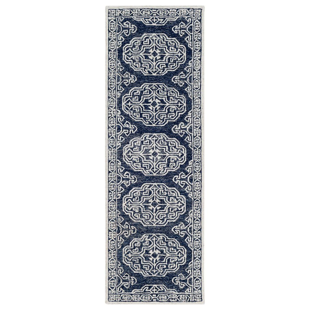 Surya Granada GND-2308 2"6" x 8" Dark Blue, Ivory and Charcoal Runner, , large