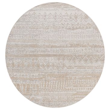 Surya Lavadora 6"7" Round Light Gray, Light Beige and Cream Area Rug, , large