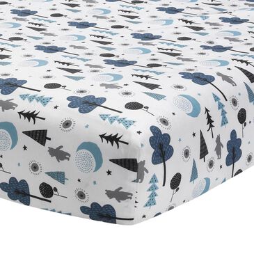 Lambs and Ivy Pooh Bear Fitted Crib Sheet in White and Blue, , large