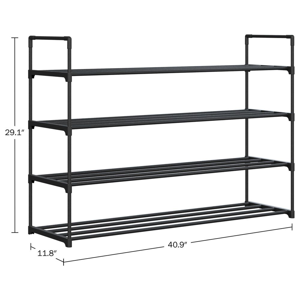 Timberlake 4-Tier Shoe Rack in Black, , large