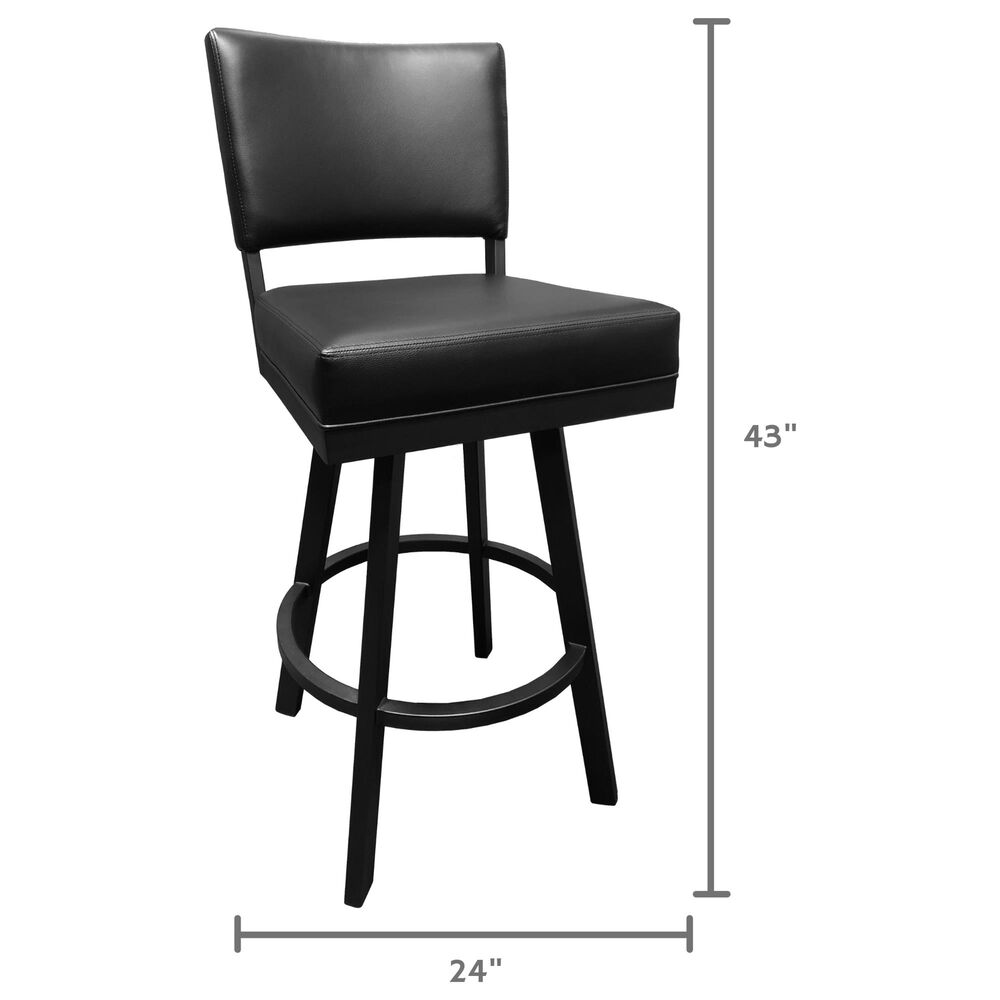 Delaware Dining Malibu 30&quot; Swivel Barstool in Matte Black/Black, , large