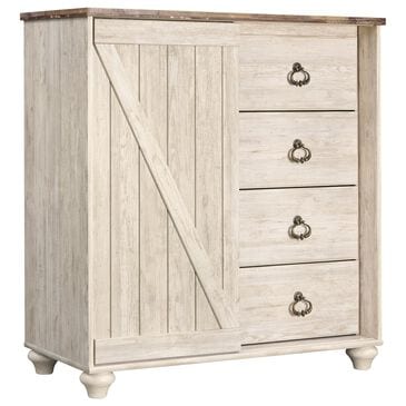 Signature Design by Ashley Willowton 4 Drawer Dressing Chest in Whitewash, , large