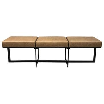 Classic Home Calvin Leather Narrow Bench with Chestnut Cushion in Black, , large