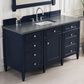 James Martin Brittany 60" Single Bathroom Vanity in Victory Blue with 3 cm Charcoal Soapstone Quartz Top and Rectangle Sink, , large