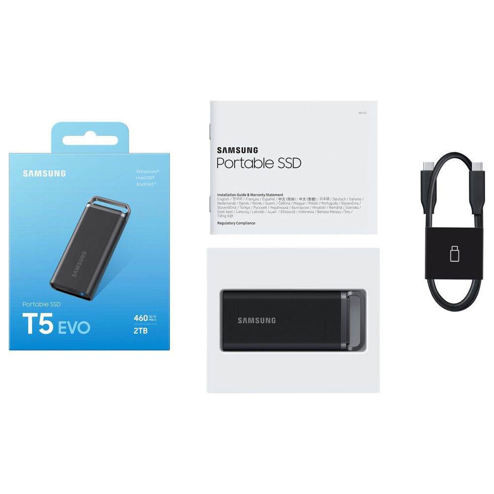 Samsung T5 EVO 2TB Portable External Hard Drive in Black, , large