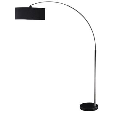 Pacific Landing Floor Lamp with Black Shade in Dark Chrome, , large