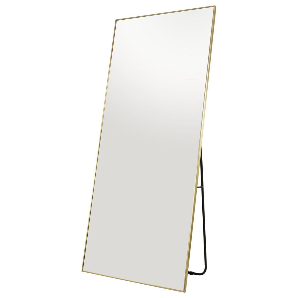 Maple and Jade Floor Mirror with Stand in Gold, , large