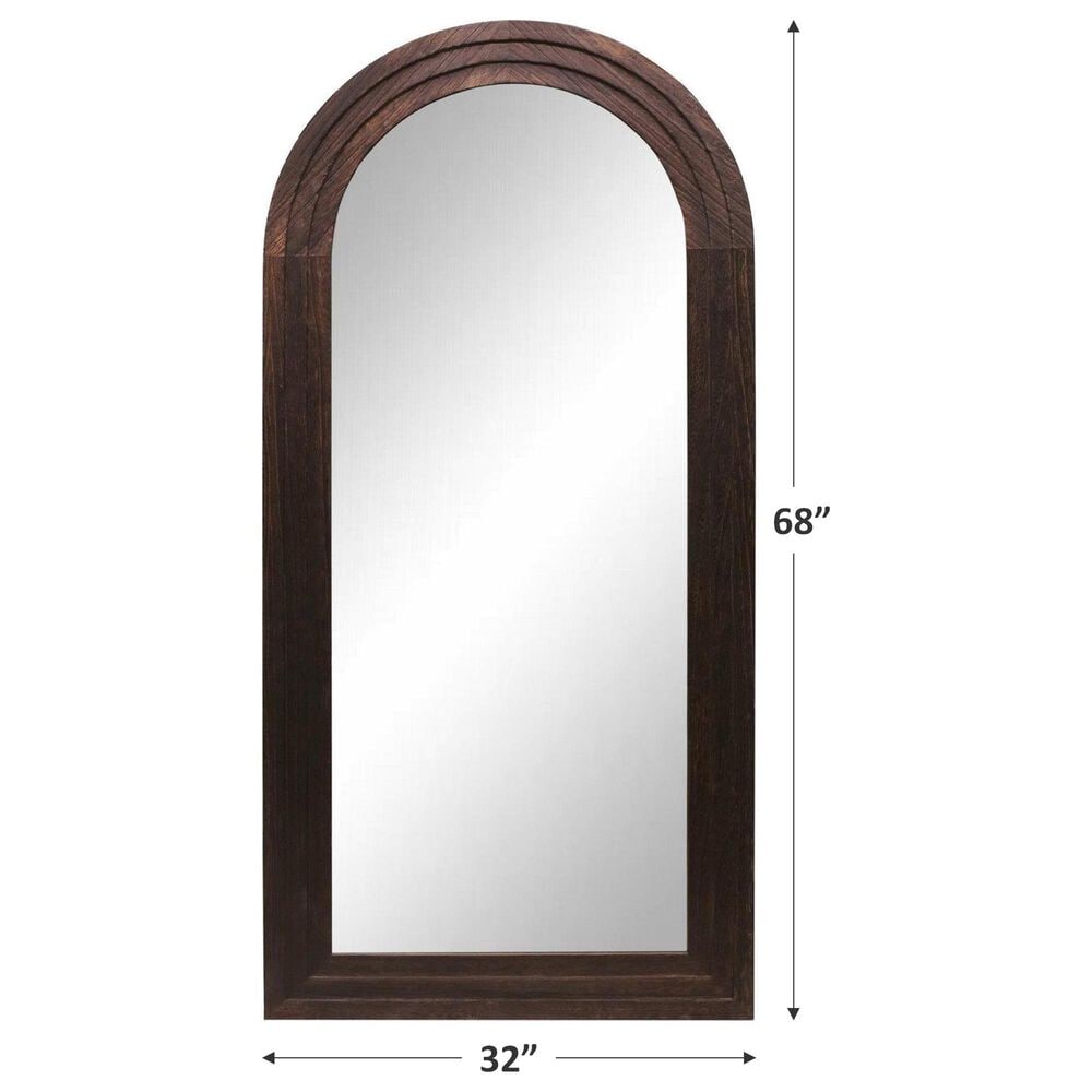 Garber Collection 68&quot; Arch Wood Frame Cheval Mirror in Dark Brown, , large