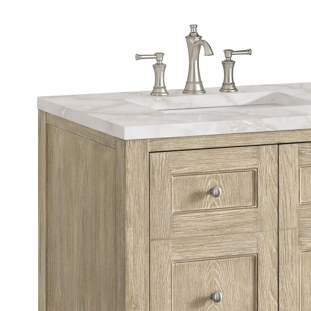 James Martin Breckenridge 30&quot; Single Vanity in Whitewashed Oak with 3 cm Victorian Silver Quartz Top, , large