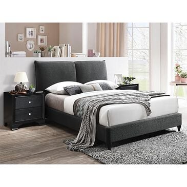 Claremont Jenn Queen Contemporary Upholstered Platform Bed in Charcoal , , large