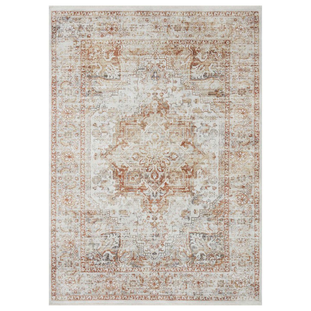 Loloi Bonney 6"7" x 9"7" Ivory and Sunset Area Rug, , large