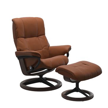 Stressless Mayfair Signature Reclining Chair and Ottoman in New Cognac, , large
