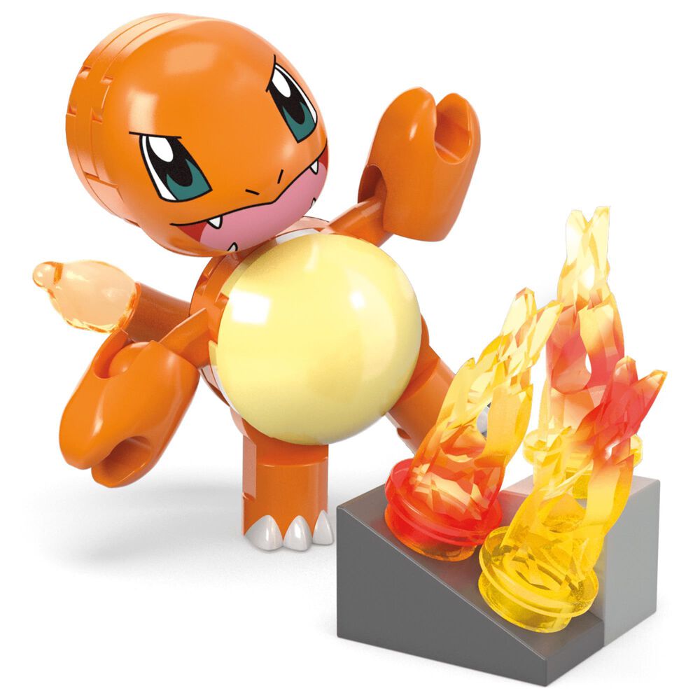 Mattel Pokemon Action Figure Building Toys, Charmander&#39;s Fire-Type Spin with 81 Pieces, 1 Buildable Character and Turn Motion, for Kids, , large
