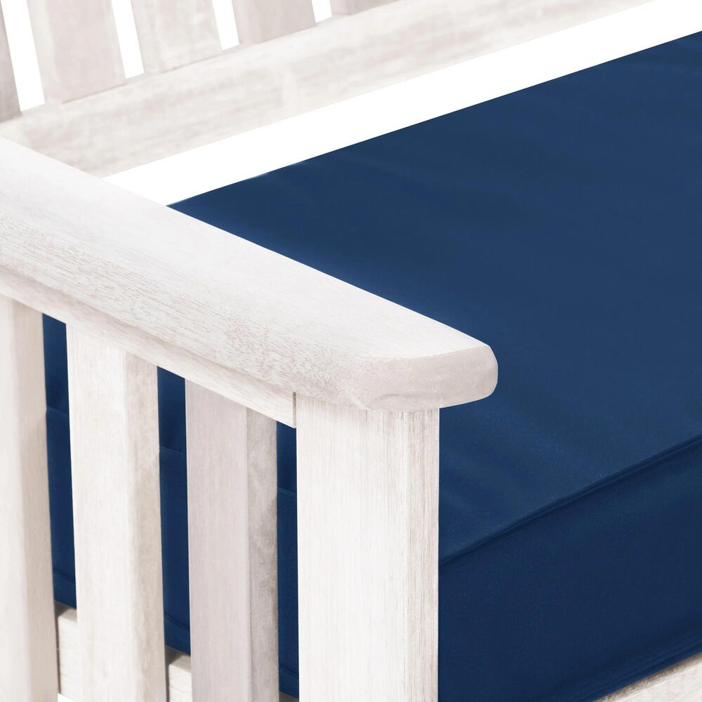CorLiving Miramar Patio Bench in White/Navy Blue, , large