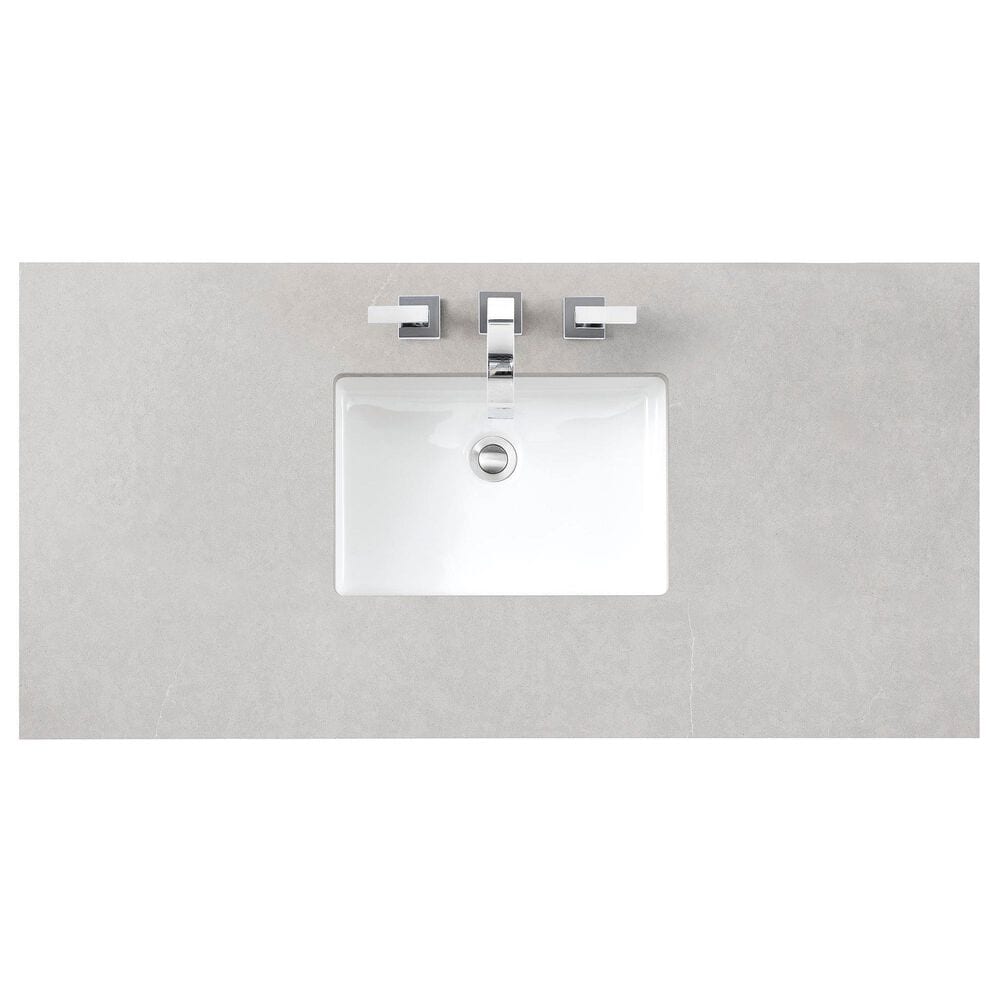 James Martin Brittany 48&quot; Single Bathroom Vanity in Bright White with 3 cm Eternal Serena Quartz Top and Rectangle Sink, , large