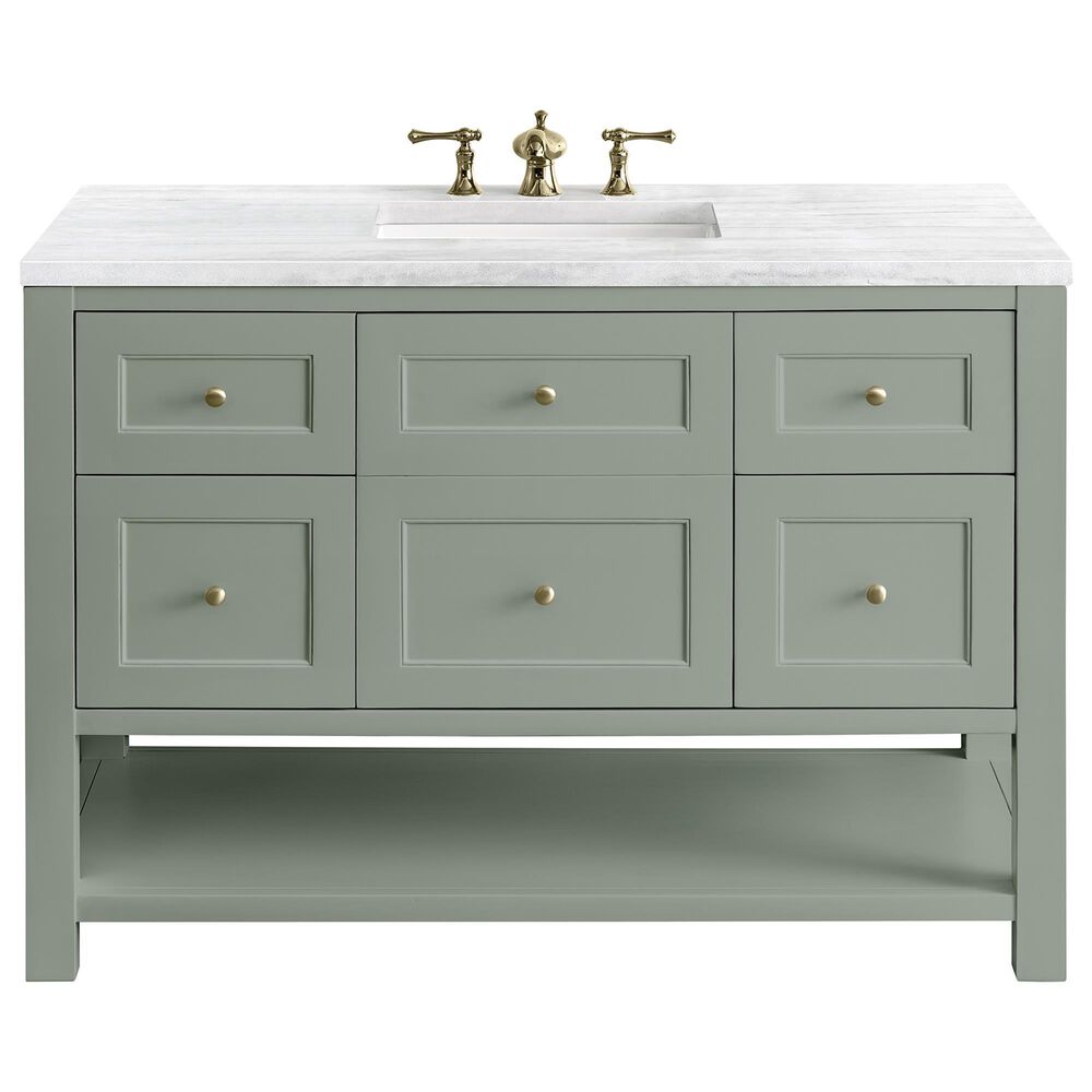 James Martin Breckenridge 48" Single Bathroom Vanity in Smokey Celadon with 3 cm Arctic Fall Solid Surface Top and Rectangular Sink, , large