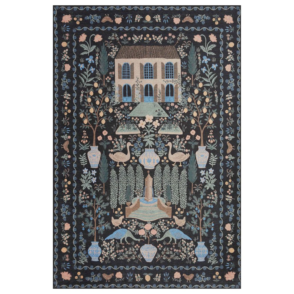 Rifle Paper Co. Menagerie MEN-03 2"3" x 5" Black Area Rug, , large