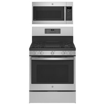 GE Profile 2-Piece Kitchen Package with 5.6 Cu. Ft. Smart Free-Standing Gas Range and 1.7 Cu. Ft. Microwave Oven in Stainless Steel, , large