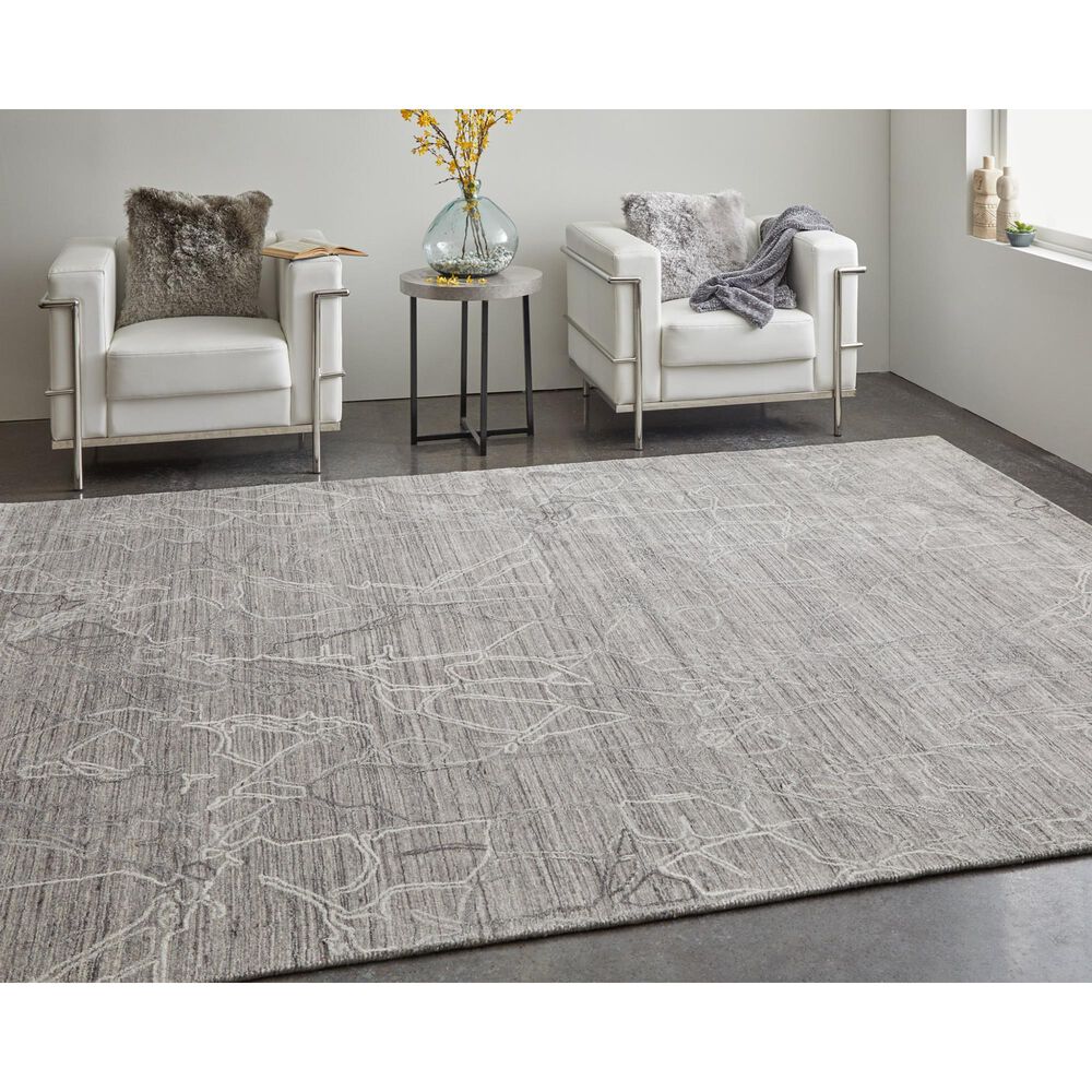 Feizy Rugs Whitton 8&#39; x 10&#39; Gray and Ivory Area Rug, , large