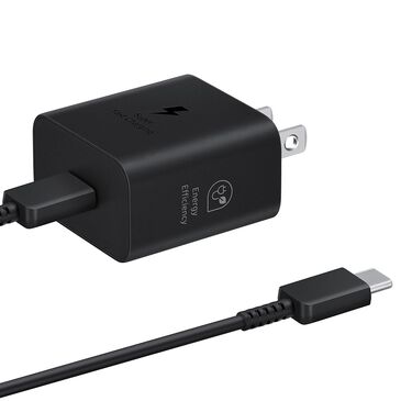 Samsung 25W Super Fast Charging Wall Charger with USB-C Cable in Black, , large