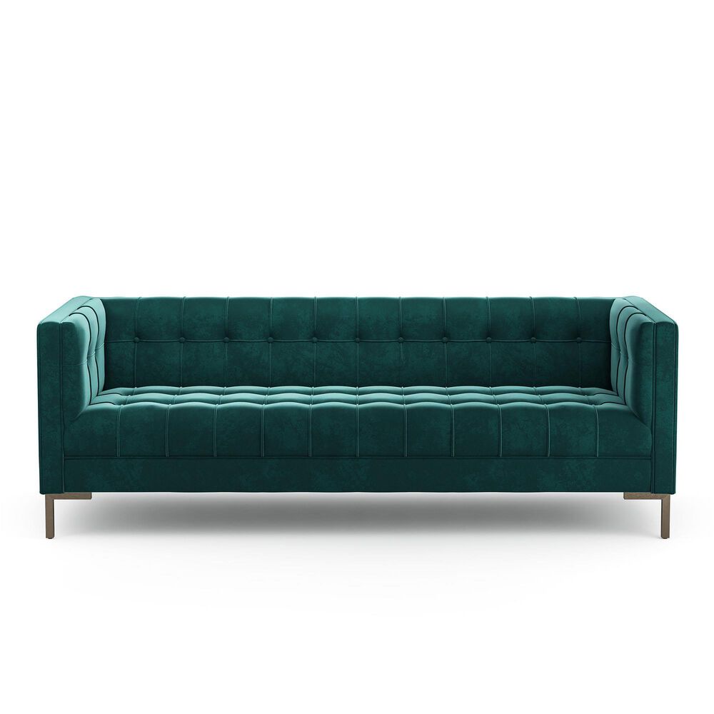 37B Isaac Stationary Sofa in Green Velvet, , large