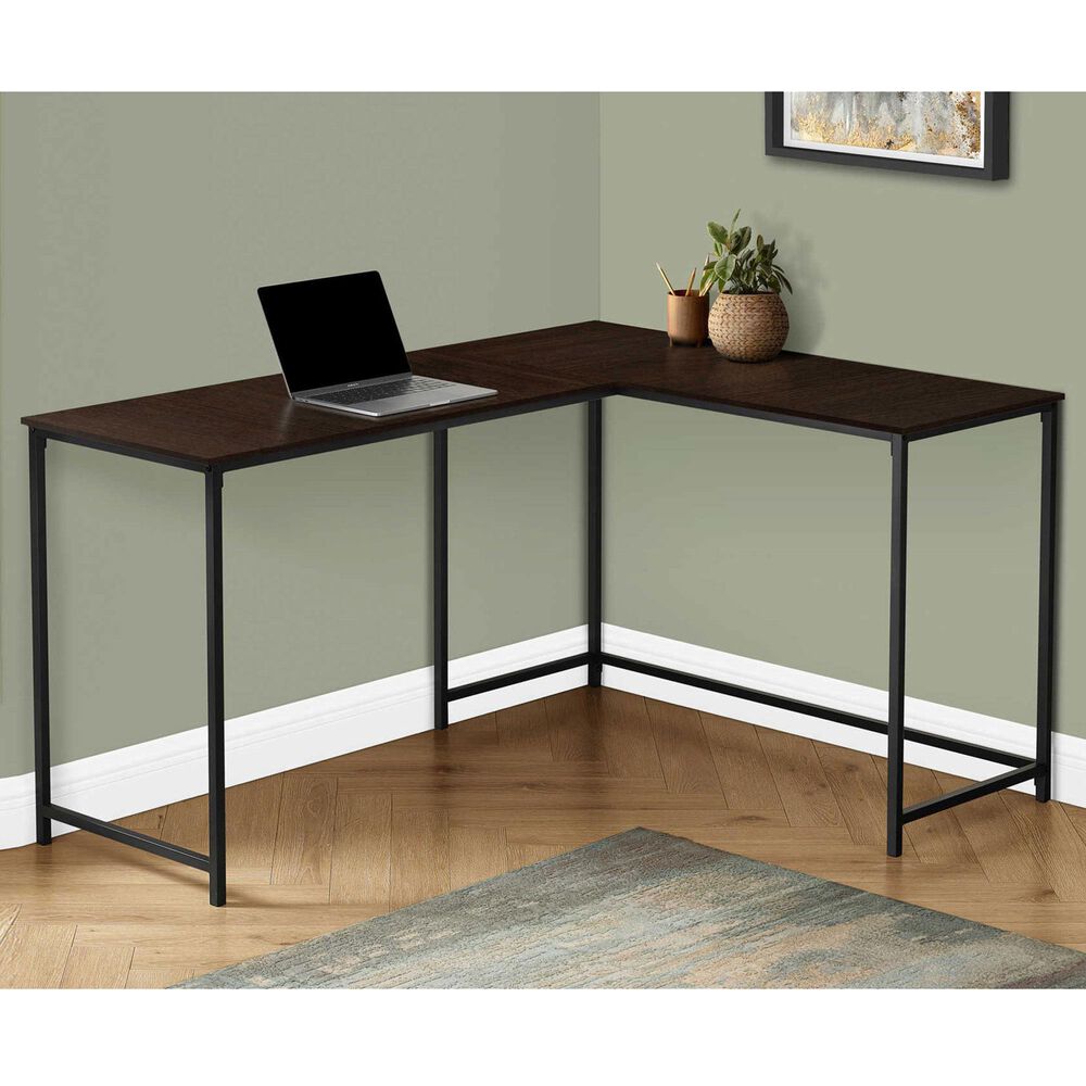 Monarch Specialties L-Shaped Computer Desk Brown