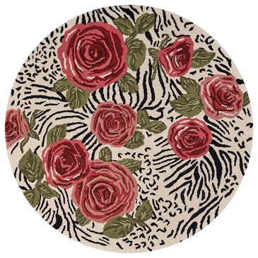 L&R Resources Sinuous Rose Garden 4" Round Multicolor Area Rug, , large