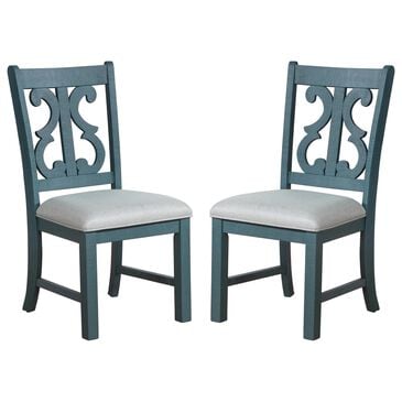 Furniture of America Gross Dining Chair in Antique Blue (Set of 2), , large