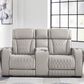 Signature Design by Ashley Boyington Power Reclining Loveseat with Console in Gray, , large