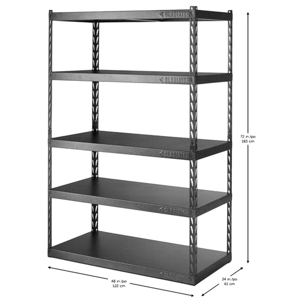 Gladiator 48&quot; Wide Ez Connect Rack with Five 24&quot; Deep Shelves in Hammered Granite, , large