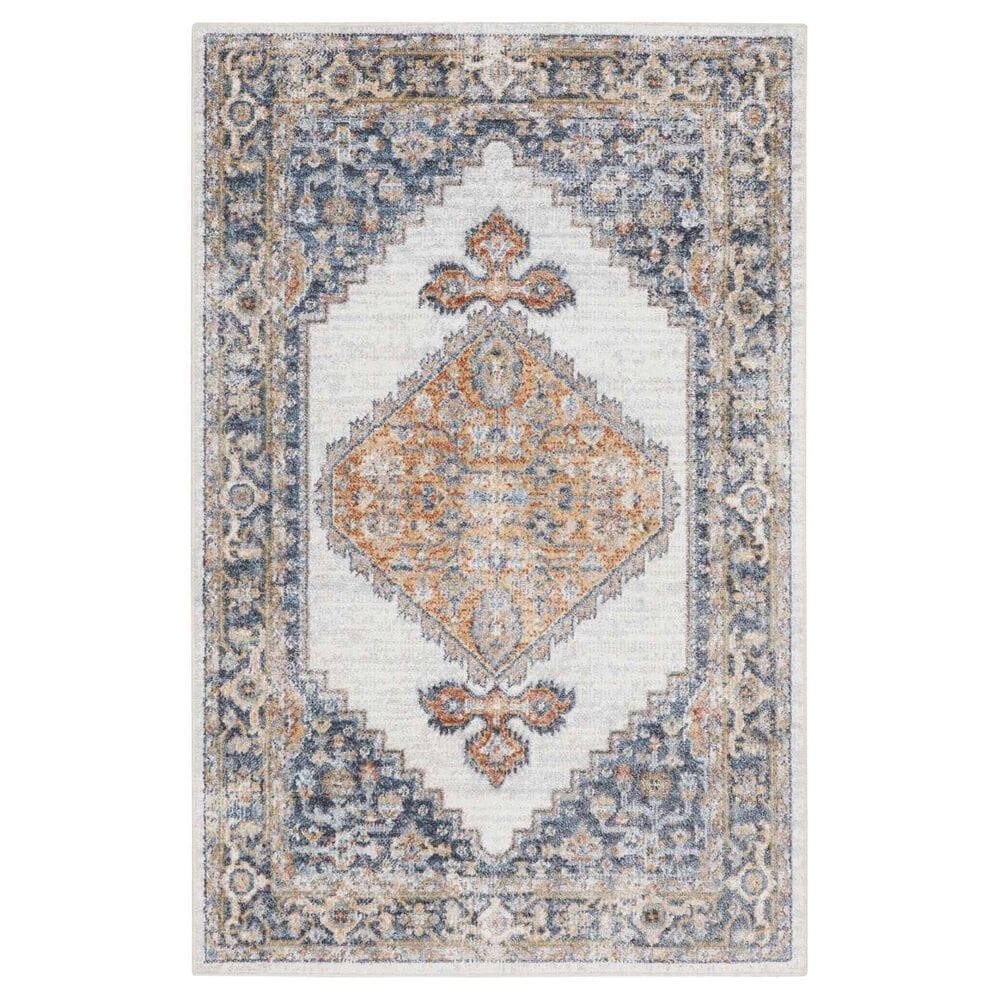 Nourison Astra Machine Washable 4" x 6" Grey and Gold Area Rug, , large