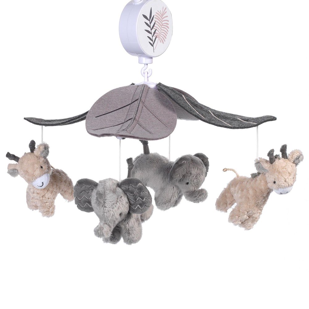 Lambs and Ivy Baby Jungle Animals Musical Crib Mobile in Gray and Tan, , large