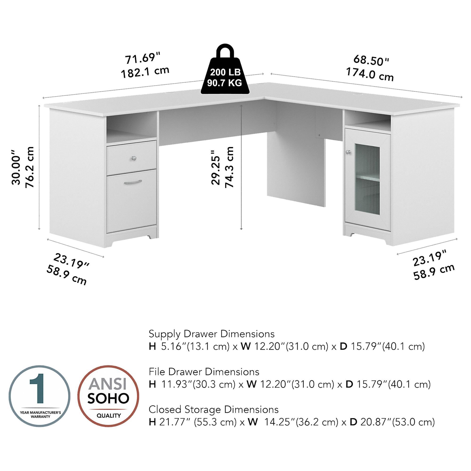 white l shaped desk under 200