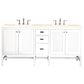 James Martin Addison 72" Double Bathroom Vanity in Glossy White with 3 cm Eternal Marfil Quartz Top and Rectangular Sinks, , large