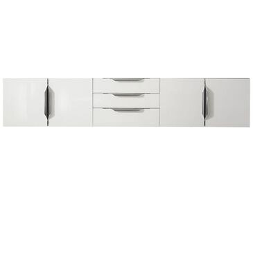 James Martin Mercer Island 72" Double Bathroom Vanity Cabinet in Glossy White with Brushed Nickel Hardware, , large