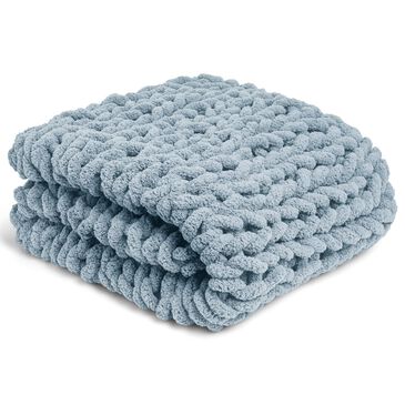 Demdaco Comfort Chunky Knit 65" x 70" Throw Blanket in Denim, , large