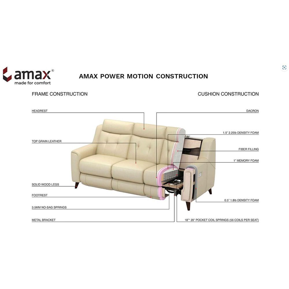 Amax Leather Cozy Power Loveseat in Concrete, , large