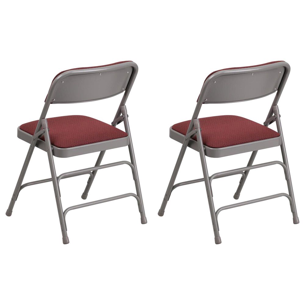 Flash Furniture Hercules 19 Folding Chair with Burgundy Cushion in Gray  (Set of 2)