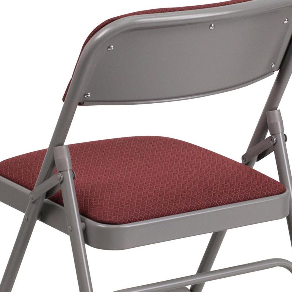 Flash Furniture Hercules 19 Folding Chair with Burgundy Cushion in Gray  (Set of 2)