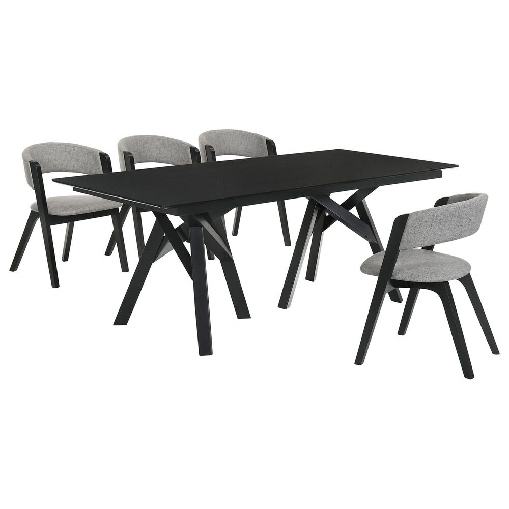 Blue River Cortina and Rowan 5-Piece Rectangle Dining Set in Black, , large