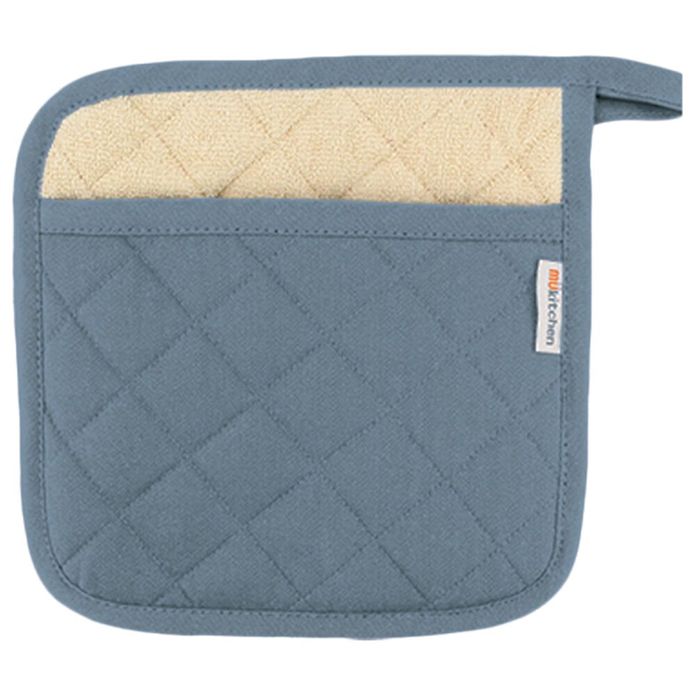 Mukitchen Quilted Cotton Potholder in Tide, , large
