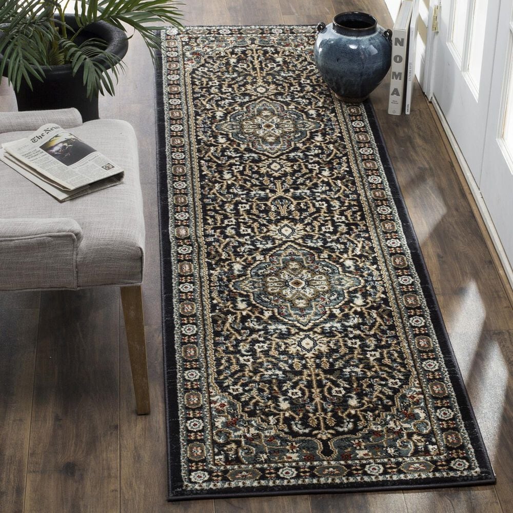 Safavieh Lyndhurst 2&#39;3&quot; x 12&#39; Anthracite and Teal Runner, , large