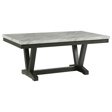 Mayberry Hill Everdeen Trestle Rectangular Dining Table in Charcoal and White - Table Only, , large