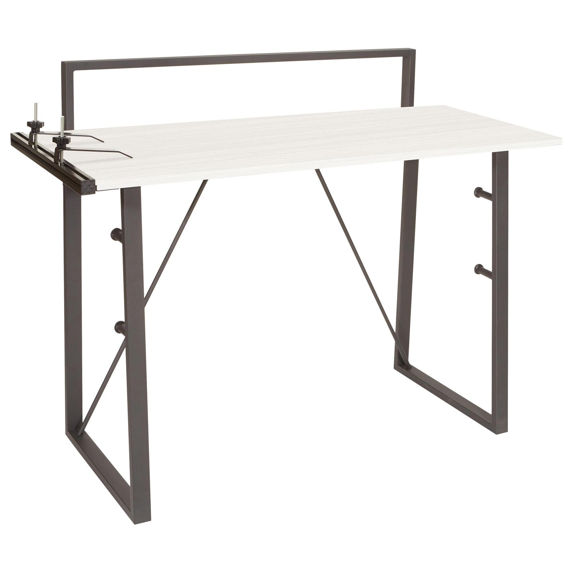 OSP Home Tinker Computer Desk in Light Gray and White | NFM